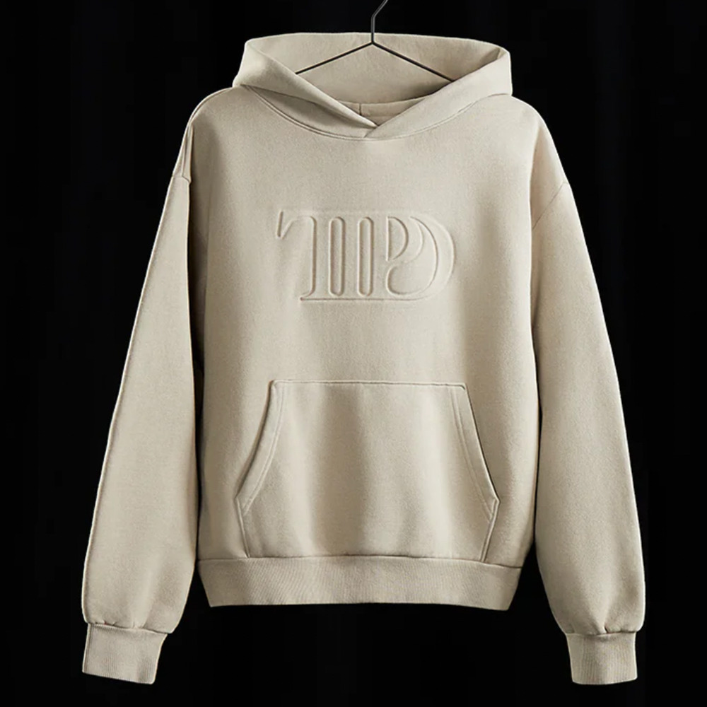 Taylor Swift Hoodie Size L The Tortured Poets Department Beige Merch Eras Tour